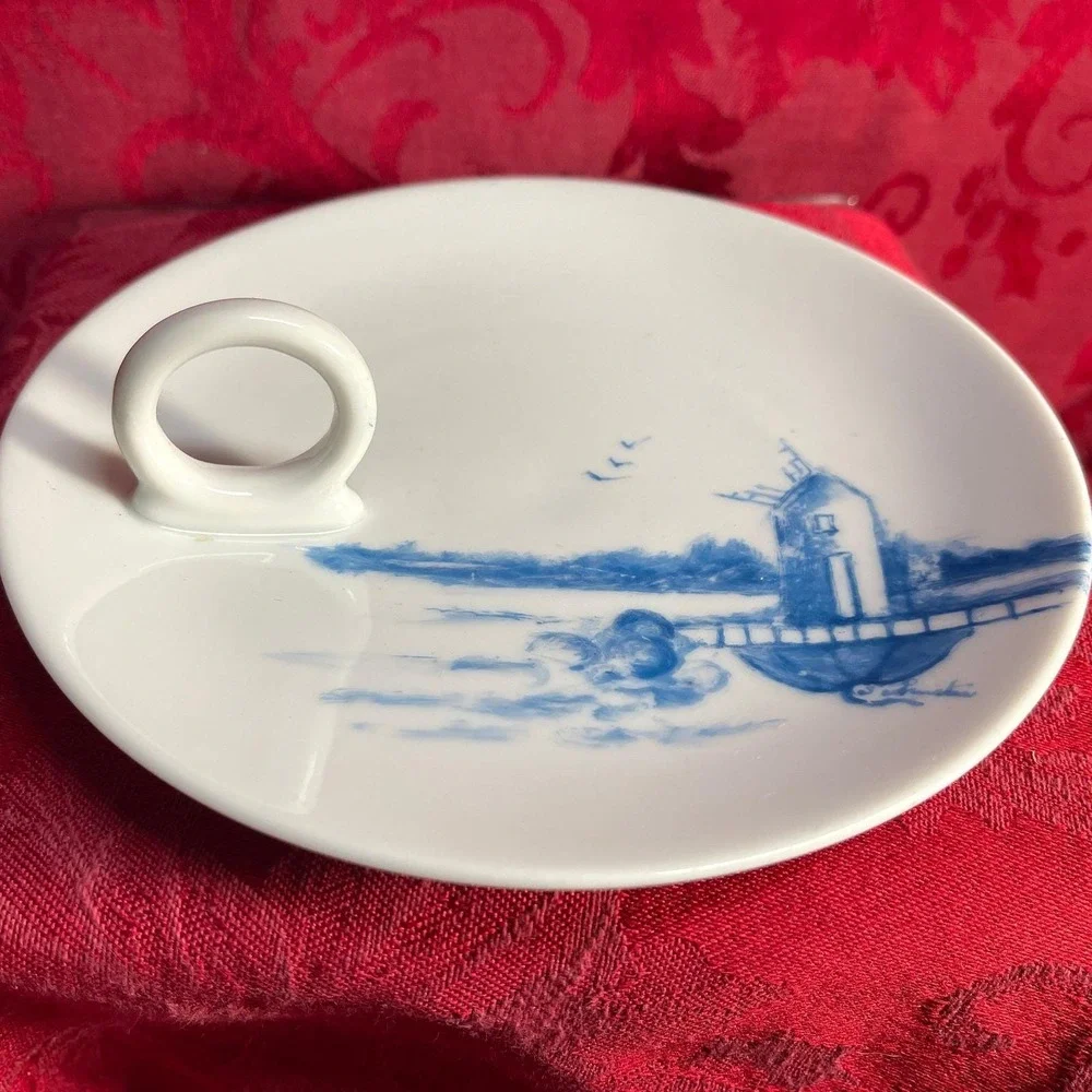 Vintage Epiag Royal Finger Ring Plate Hand Painted Blue Czechoslovakia 1920s